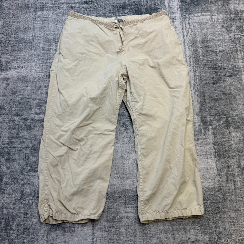 VTG Gramicci Pants Womens Large Beige Pull On Capri Cropped Granola Girl Outdoor